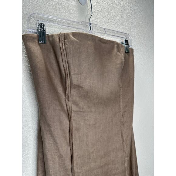 All Row Taupe Strapless Raw Pleat Front Design Back Zip Maxi Dress S - Picture 2 of 12